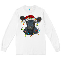 White christmas baby black angus calf with lights Long Sleeve Tee - RanaPortraitStore
