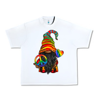 White LGBTQ+ Pride Gnome With Candy Urban Heavy Tee - BundleAndBundleShop