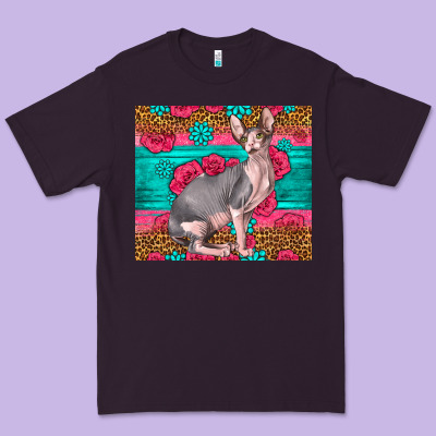 Pink Glitter And Roses Sphynx Cat Premium Tee Designed By Lillyallendesigns
