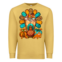 Antique Gold Thanksgiving Cold Drink Frappe Premium Sweatshirt - FaDigitalArtStudio