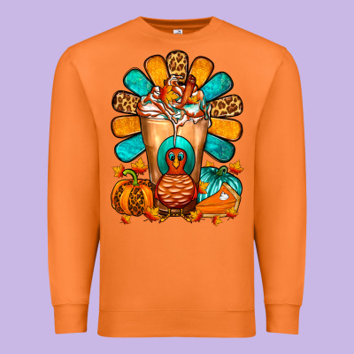 Thanksgiving Cold Drink Frappe Premium Sweatshirt Designed By Fadigitalartstudio