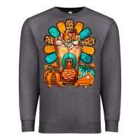 Charcoal Heather Thanksgiving Cold Drink Frappe Premium Sweatshirt - FaDigitalArtStudio