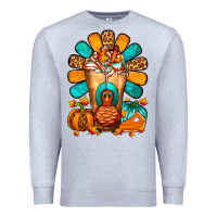 Heather Grey Thanksgiving Cold Drink Frappe Premium Sweatshirt - FaDigitalArtStudio