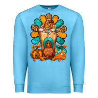 Ocean Blue Thanksgiving Cold Drink Frappe Premium Sweatshirt - FaDigitalArtStudio