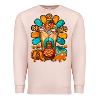 Pale Pink Thanksgiving Cold Drink Frappe Premium Sweatshirt - FaDigitalArtStudio