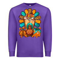 Purple Thanksgiving Cold Drink Frappe Premium Sweatshirt - FaDigitalArtStudio