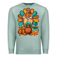 Seafoam Thanksgiving Cold Drink Frappe Premium Sweatshirt - FaDigitalArtStudio