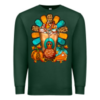 Sports Green Thanksgiving Cold Drink Frappe Premium Sweatshirt - FaDigitalArtStudio