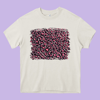 Pink Leopard With Pink Glitter Heavy Core Tee Designed By Artiststas