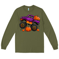 Army Green halloween jack o lantern monster truck Long Sleeve Tee - Jasminsmagicworld