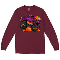 Burgundy halloween jack o lantern monster truck Long Sleeve Tee - Jasminsmagicworld