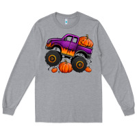 Heather Grey halloween jack o lantern monster truck Long Sleeve Tee - Jasminsmagicworld