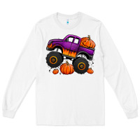 White halloween jack o lantern monster truck Long Sleeve Tee - Jasminsmagicworld