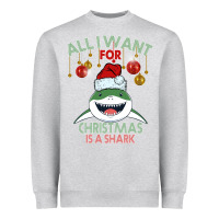 Heather Grey All I Want For Christmas Is A Shark Heavyweight Sweatshirt - Bettercallsaul
