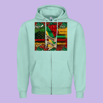 Juneteenth Freedom Since 1865 Zipper Hoodie Designed By Cowgirlartshop