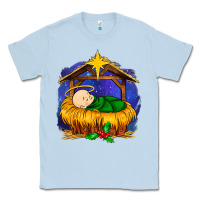 Dusty Blue baby jesus Classic Tee - MaliasSmallBusiness