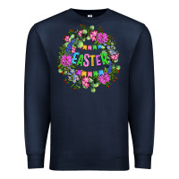 Navy Easter Day Flower Easter Premium Sweatshirt - OliviaCreatesArt