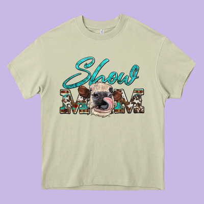 Show Mom Aztec Cowhide Heifer Heavy Core Tee Designed By Artiststas