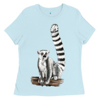 Baby Blue Ringtail Cat Ladies Tee - LillyAllenDesigns