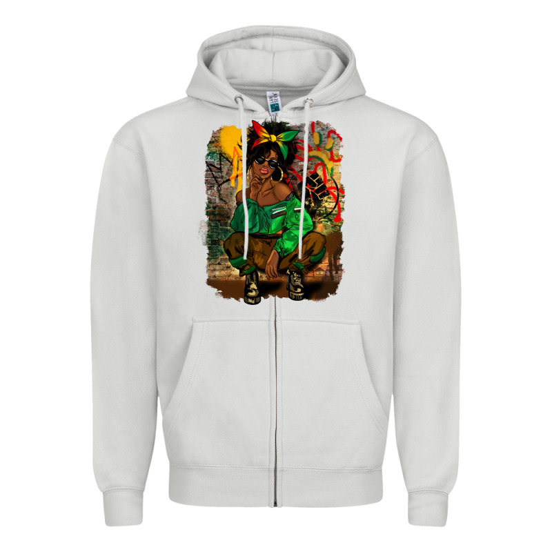 Juneteenth Black Woman Fashion Girl Zipper Hoodie by CowGirlArtShop | Teevron