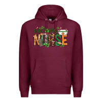 Burgundy One lucky Nurse with elements St. Patricks Day Premium Hoodie - HowdyJamesFarm