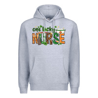 Heather Grey One lucky Nurse with elements St. Patricks Day Premium Hoodie - HowdyJamesFarm