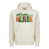 Oatmeal Heather One lucky Nurse with elements St. Patricks Day Premium Hoodie - HowdyJamesFarm