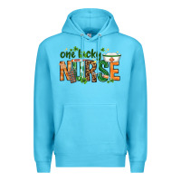 Ocean Blue One lucky Nurse with elements St. Patricks Day Premium Hoodie - HowdyJamesFarm