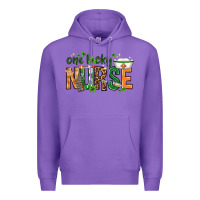 Purple One lucky Nurse with elements St. Patricks Day Premium Hoodie - HowdyJamesFarm
