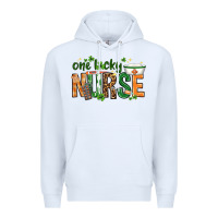 White One lucky Nurse with elements St. Patricks Day Premium Hoodie - HowdyJamesFarm