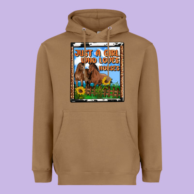 Western Just A Girl Who Loves Horses Heavyweight Hoodie Designed By Oliviacreatesart