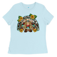 Baby Blue western gnome sunflowers rainbow Ladies Tee - BarkalooDesign