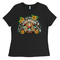 Black western gnome sunflowers rainbow Ladies Tee - BarkalooDesign