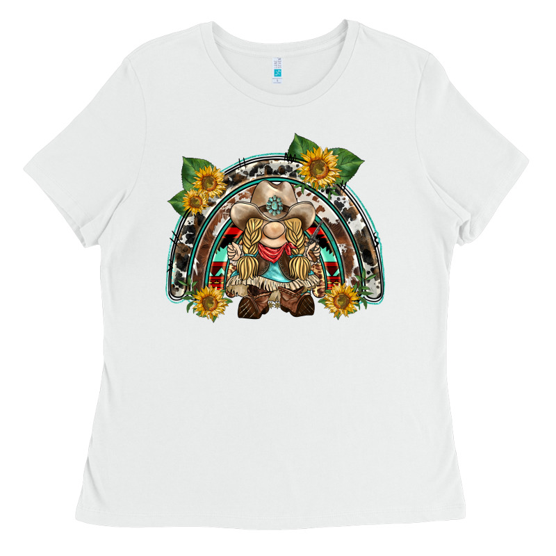 Western Gnome Sunflowers Rainbow Ladies Tee by BarkalooDesign | Teevron