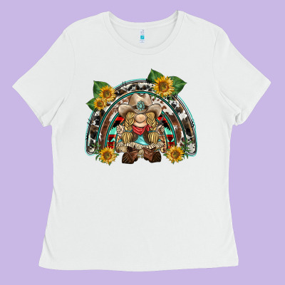 Western Gnome Sunflowers Rainbow Ladies Tee Designed By Barkaloodesign