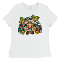 White western gnome sunflowers rainbow Ladies Tee - BarkalooDesign