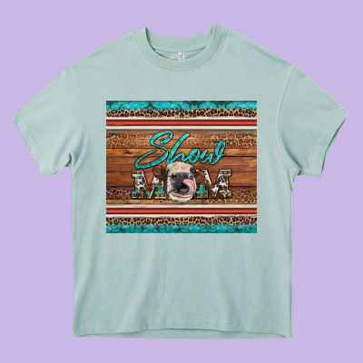 Show Mom Aztec Cowhide Leopard Heifer Heavy Core Tee Designed By Artiststas