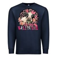 Navy Be my Valentine Holstein Cow Valentine's Day Premium Sweatshirt - FaDigitalArtStudio