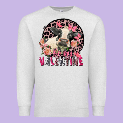 Be My Valentine Holstein Cow Valentine's Day Premium Sweatshirt Designed By Fadigitalartstudio