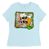 Baby Blue st patricks day peace skull Ladies Tee - Jasminsmagicworld