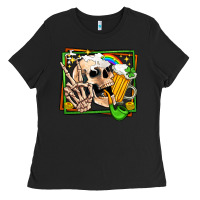 Black st patricks day peace skull Ladies Tee - Jasminsmagicworld