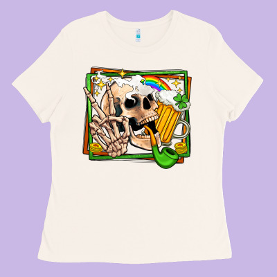St Patricks Day Peace Skull Ladies Tee Designed By Jasminsmagicworld