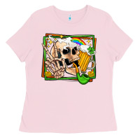 Bubblegum Pink st patricks day peace skull Ladies Tee - Jasminsmagicworld