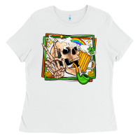 White st patricks day peace skull Ladies Tee - Jasminsmagicworld