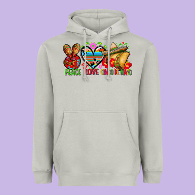 Peace Love Cinco De Mayo Heavyweight Hoodie Designed By Fadigitalartstudio