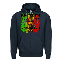 Navy juneteenth is my independence day cowgirl Zipper Hoodie - CowGirlArtShop