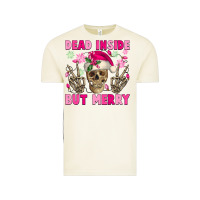 Vintage Arctic Dead inside but merry pink Christmas skeleton Vintage Tee - NancyCooperArtShop