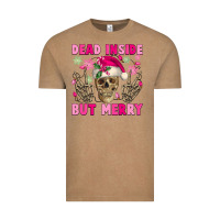 Vintage Coffee Dead inside but merry pink Christmas skeleton Vintage Tee - NancyCooperArtShop