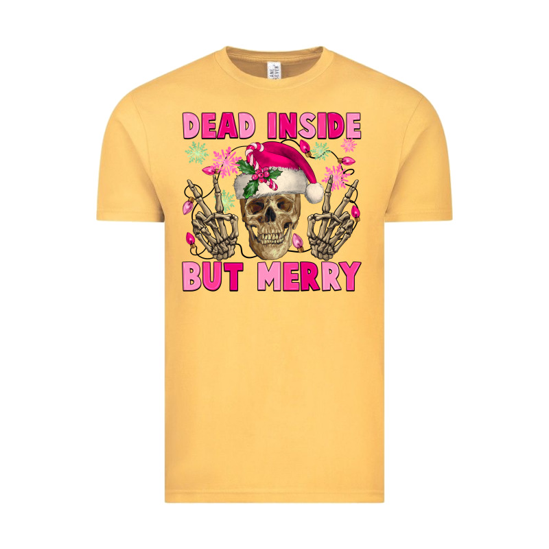 Dead Inside But Merry Pink Christmas Skeleton Vintage Tee by NancyCooperArtShop | Teevron