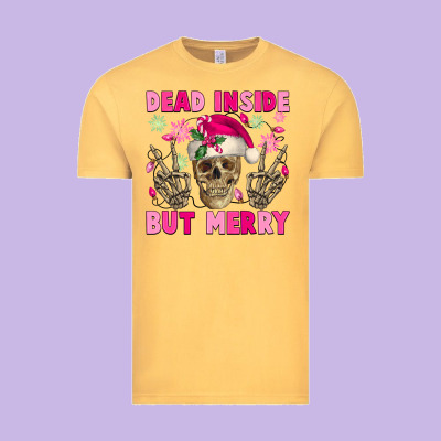 Dead Inside But Merry Pink Christmas Skeleton Vintage Tee Designed By Nancycooperartshop